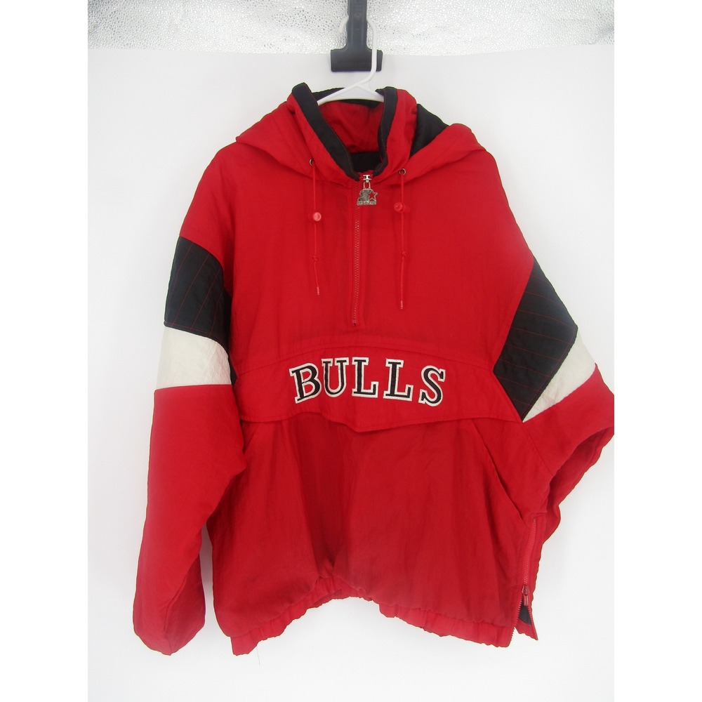 Starter Chicago Bulls Jacket Large Red Vintage 90s NBA Anorak Gorpcore Hip Hop - Picture 2 of 16